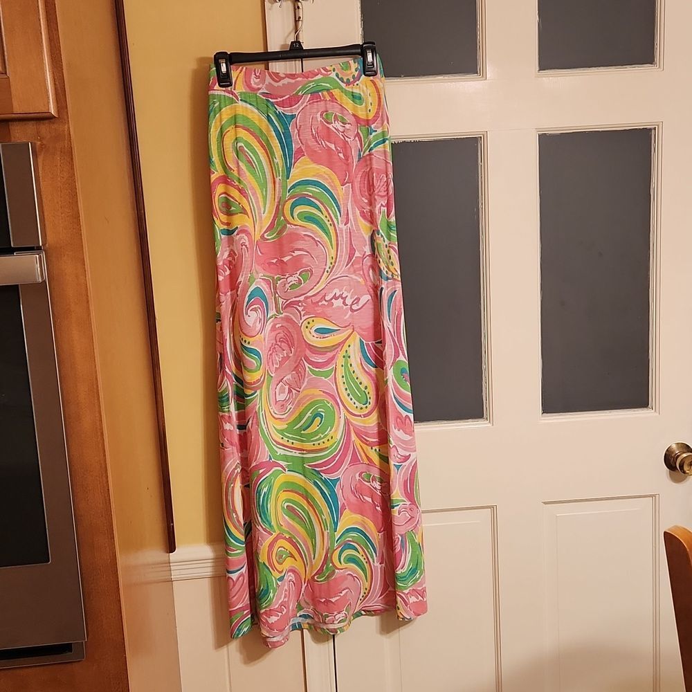 Lilly Pulitzer "Marnie" Maxi Skirt or Tube Dress w/ Flamingos Print Size XS